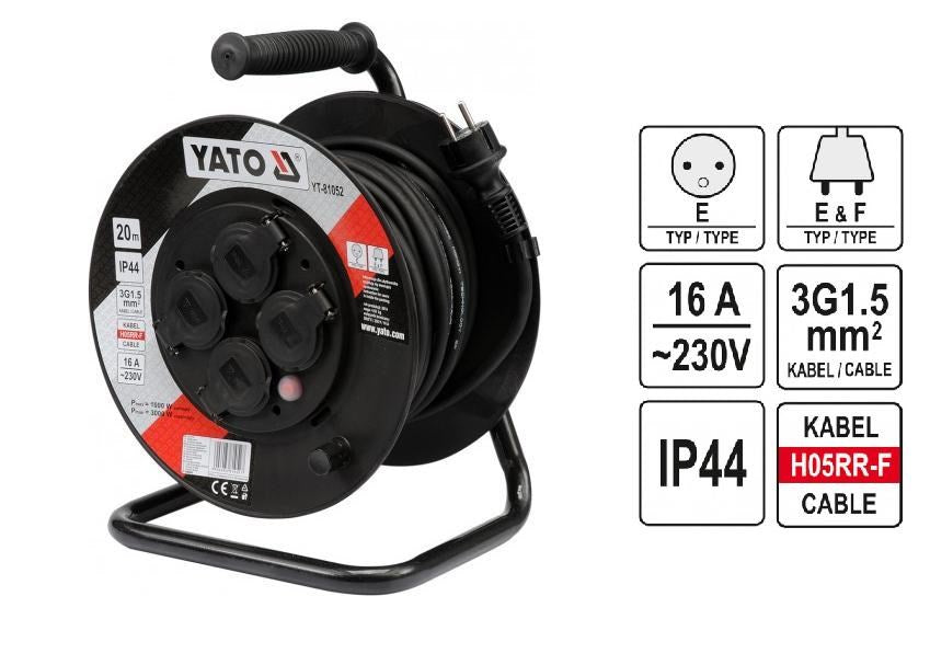 Yato YT-81052 cord reel 4 AC outlet(s) 20 m