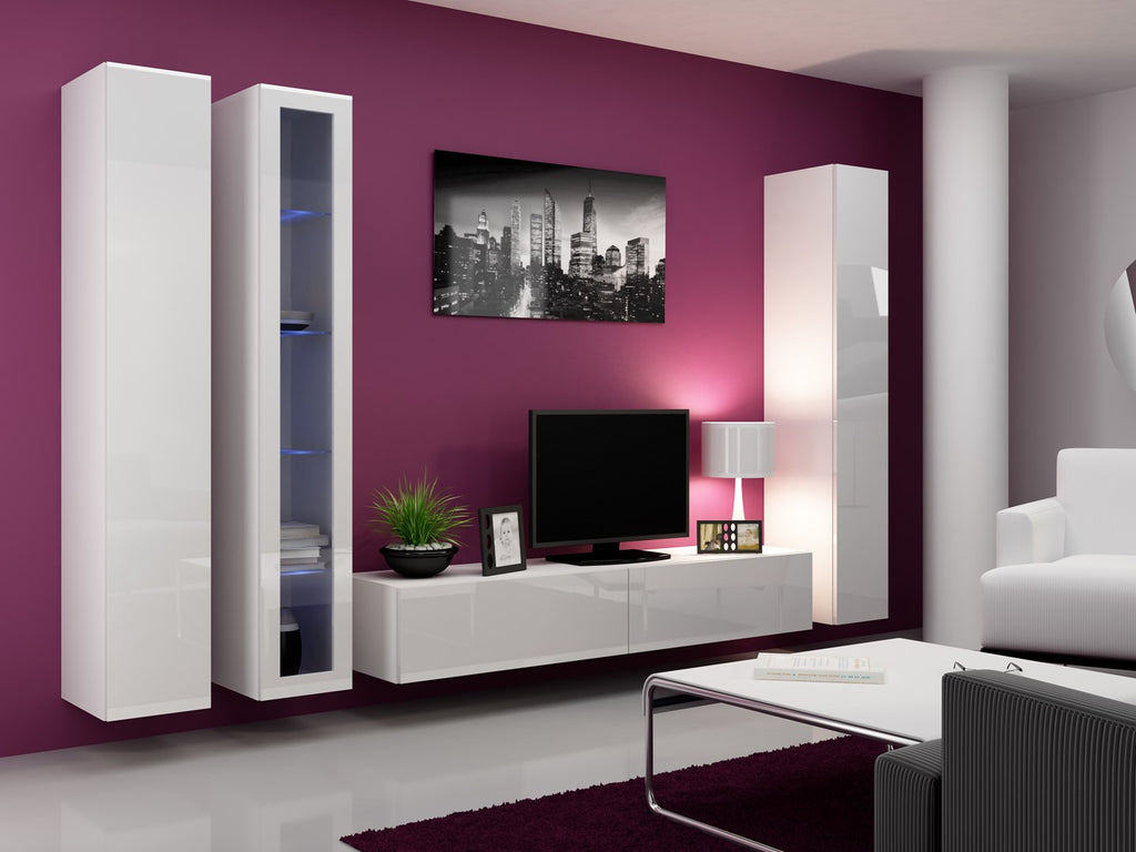 Cama Glass-Case VIGO '180' 180/40/30 White/White Gloss 1 Door 4 Shelves