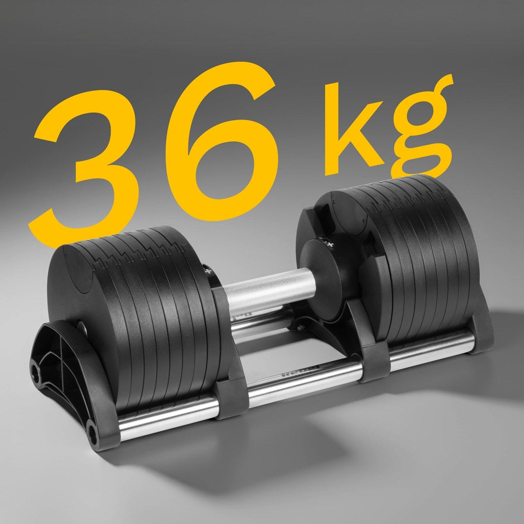 REBEL ACTIVE Cast Iron Adjustable Dumbbell 36 kg 2 kg Increments RBA-2332
