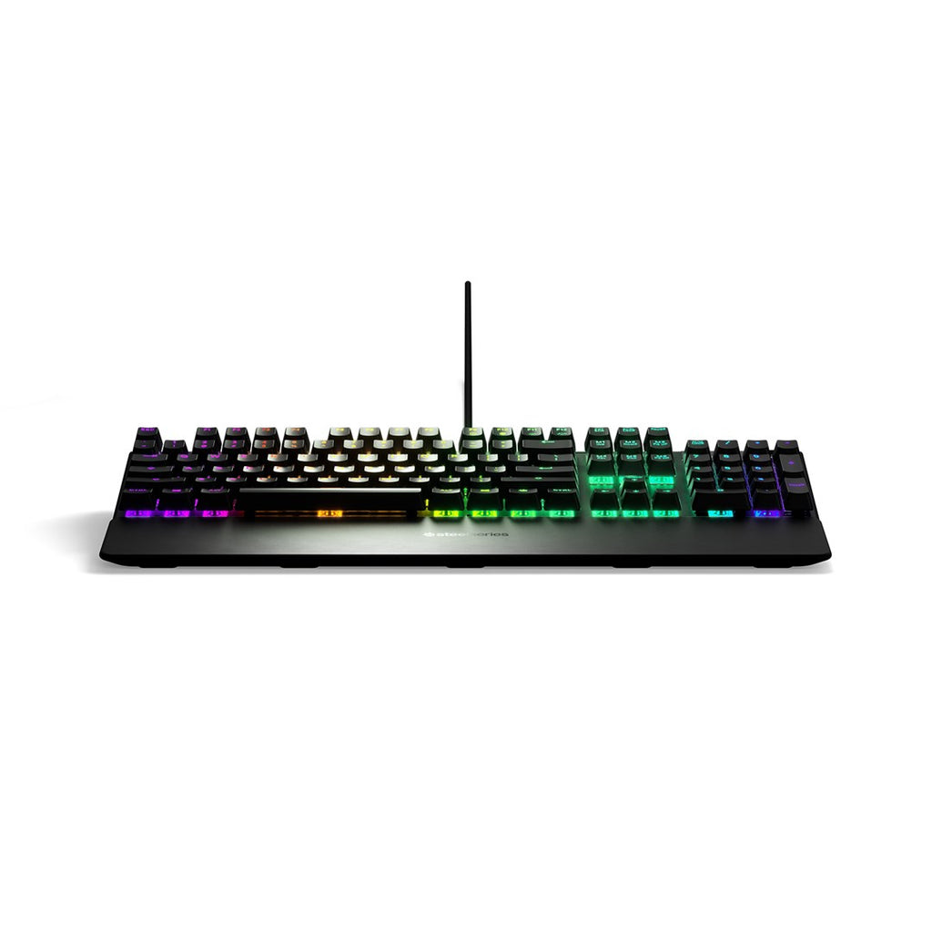 SteelSeries Apex 5 Gaming Keyboard  US Layout  Wired  Black SteelSeries Apex 5 Gaming keyboard Hybrid blue mechanical gaming switches guaranteed for 20 million keypresses  OLED Smart Display displays profiles  game info  Discord messages  a