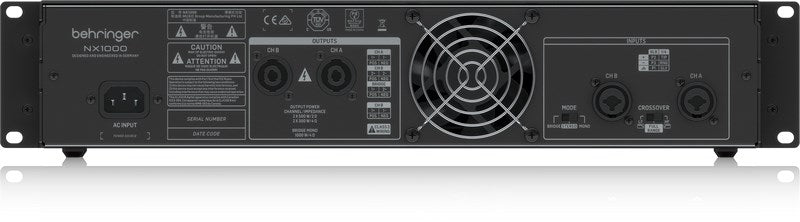 Behringer NX1000 Audio Amplifier - 2 x 500 Watts Power Amplifier