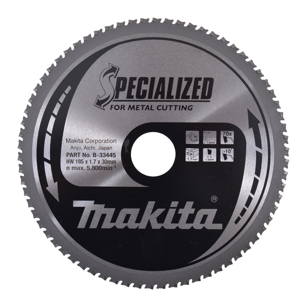 Makita Circular Saw Blade 185 mm 30 mm 70T for Mild Steel Cutting 185x30x70t