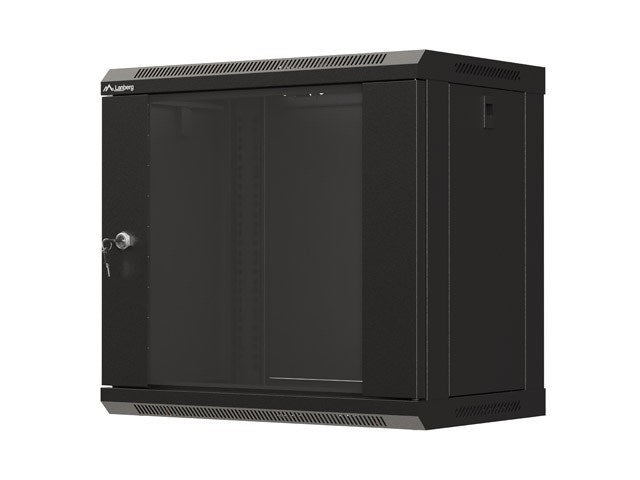 Lanberg Rack Cabinet 9U Wall-Mounted Black Glass Door Key Lock WF03-5309-10B