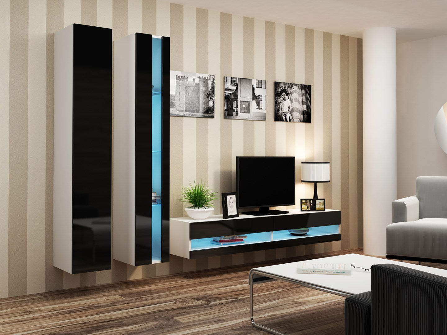 Cama VIGO NEW TV Stand 30/140/40 White/Black Gloss