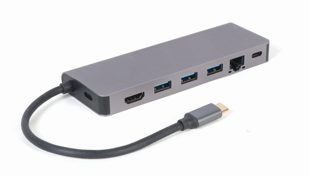 Gembird A-CM-COMBO5-05 - USB Type-C 5-in-1 Multi-Port Adapter - Hub + HDMI + PD + Card Reader + LAN