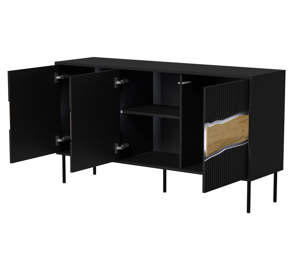 Cama INSERTO 3D Chest of Drawers - 143.5x40x80 cm - Black + LED