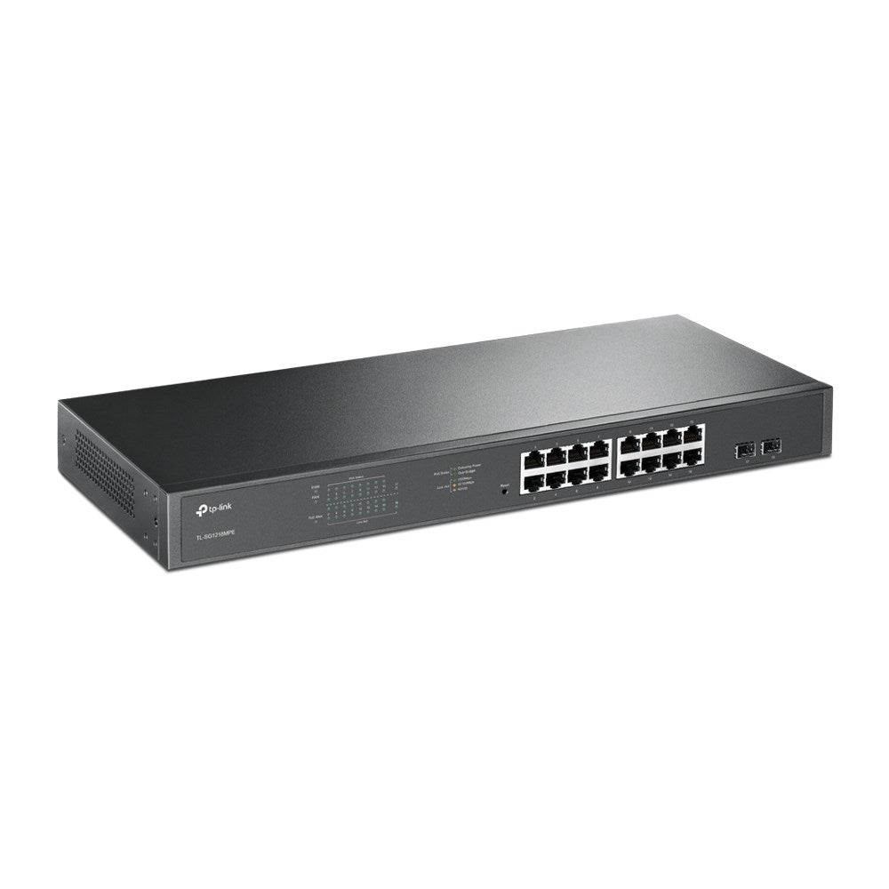TP-LINK JetStream 16-Port Gigabit Easy Smart PoE/PoE+ Switch | Model 600918