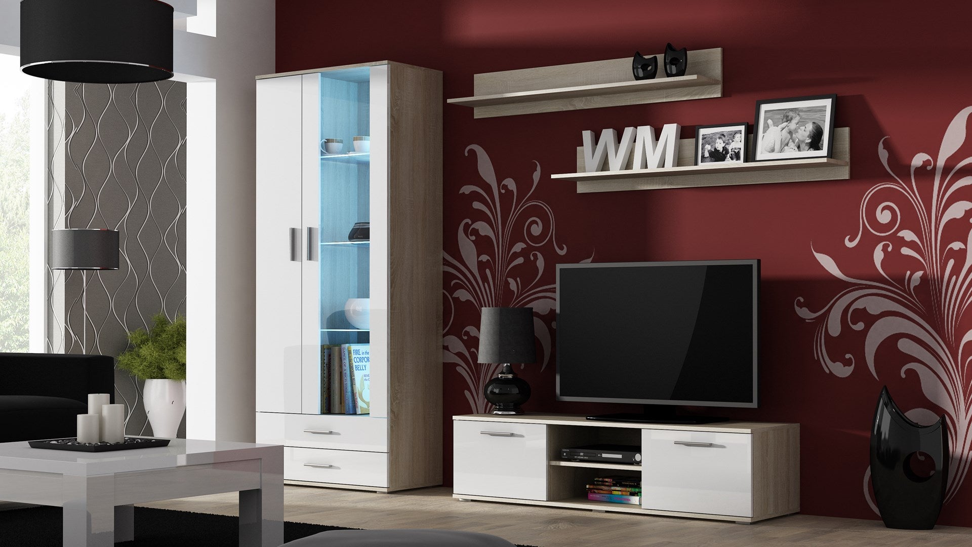 Cama TV Stand SOHO 140 Sonoma Oak/White Gloss