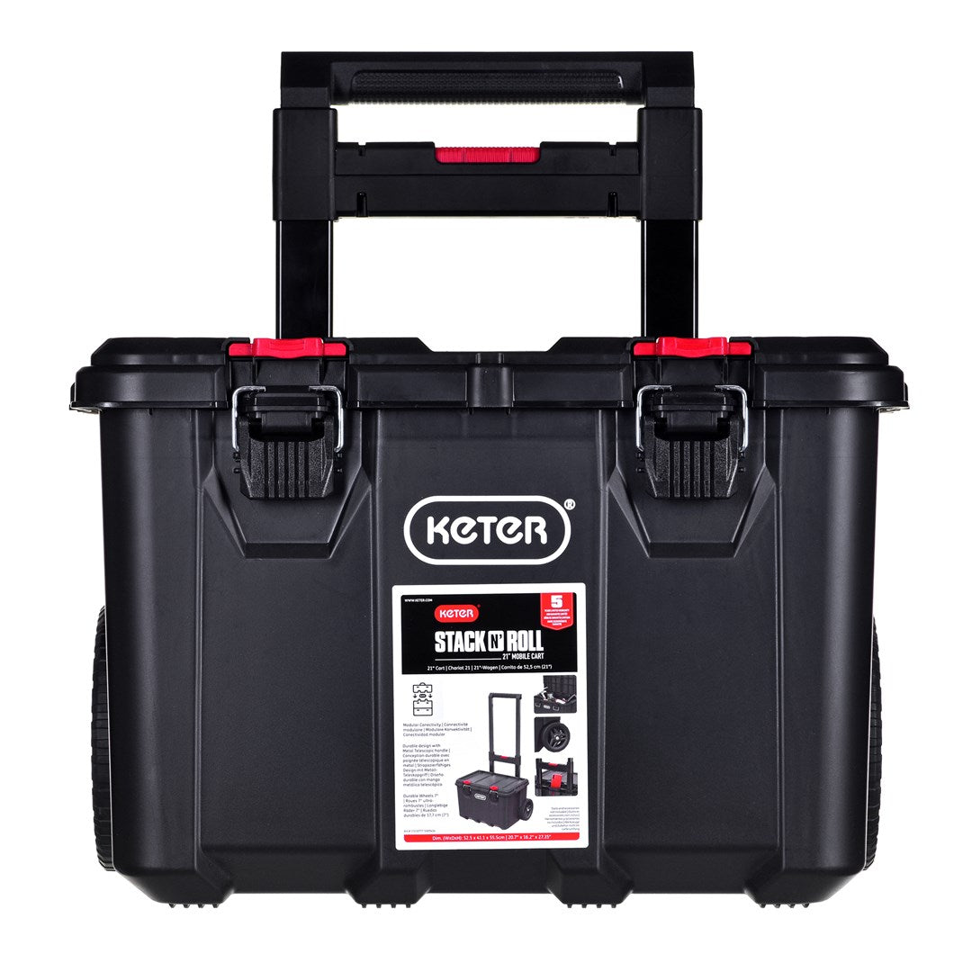 Keter Stack N Roll Cart - Toolbox on Wheels - Durable Rolling Base