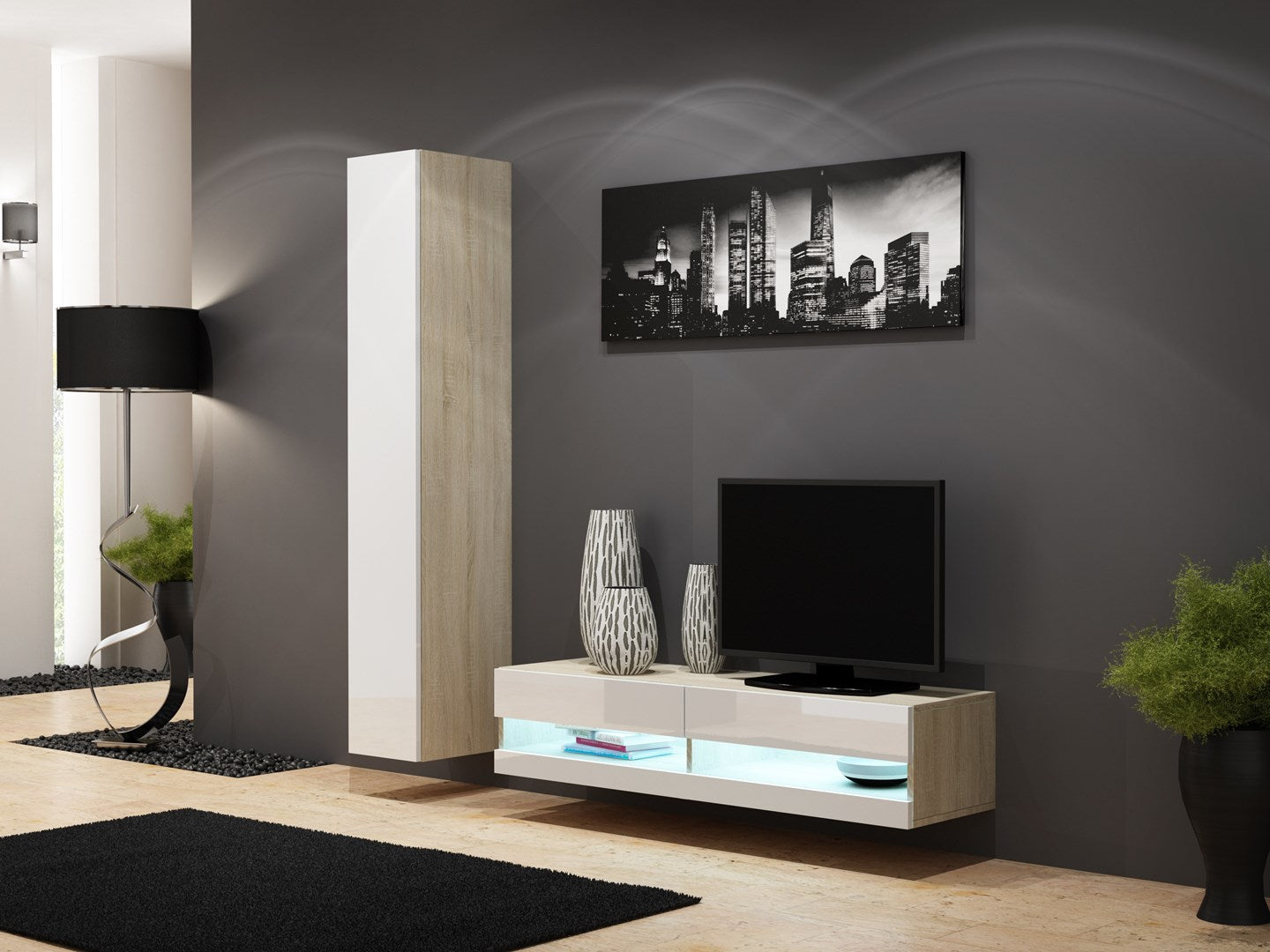 Cama VIGO NEW TV Stand 30/140/40 Sonoma/White Gloss