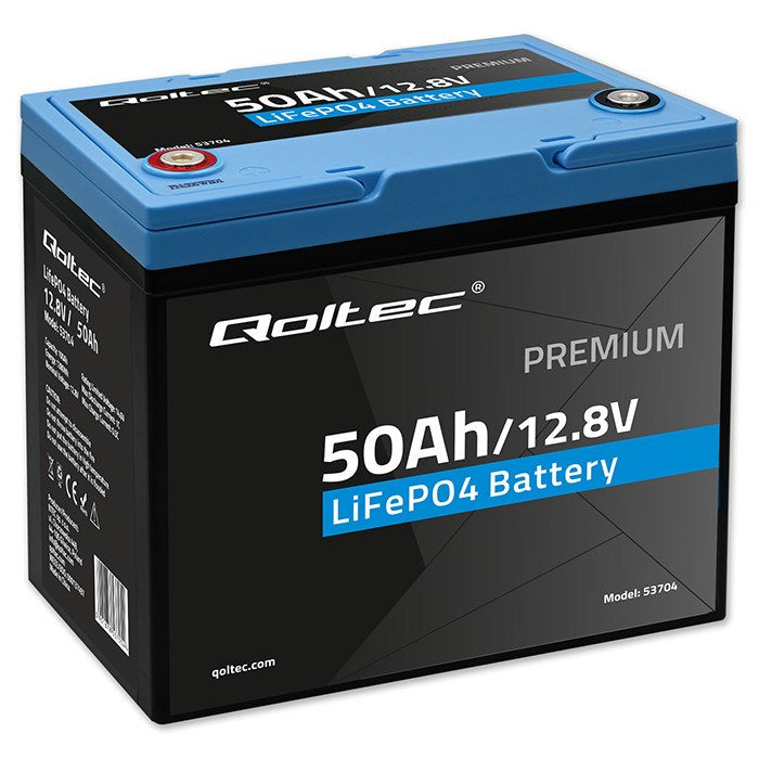 Qoltec 53704 LiFePO4 lithium iron phosphate battery | 12.8V | 50Ah | 640Wh | BMS