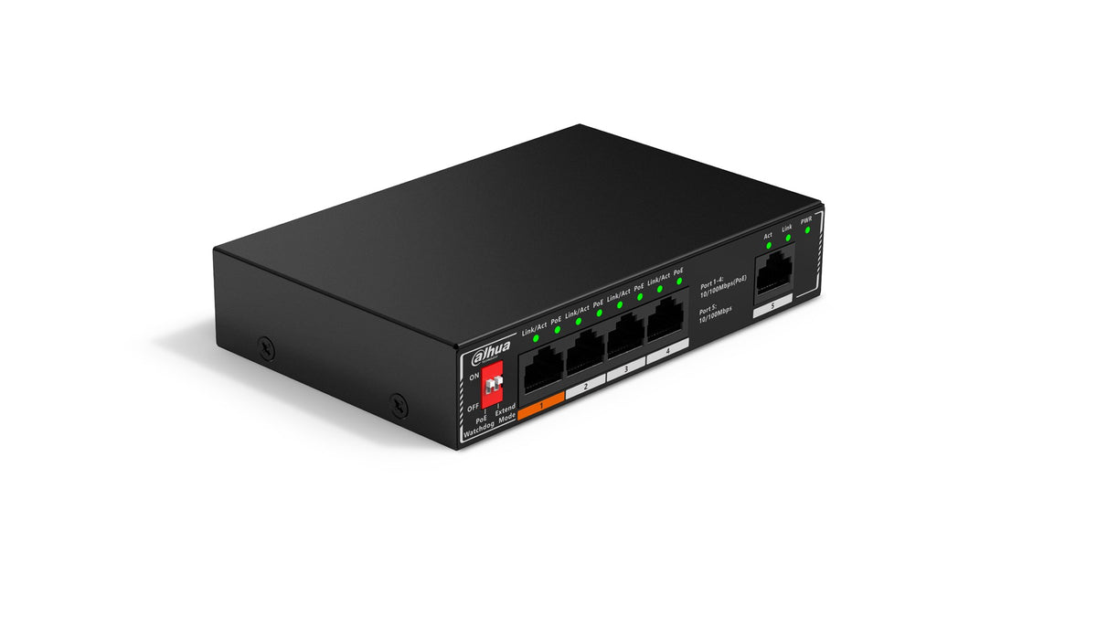 Dahua Technology PoE SF1005P Unmanaged L2 Fast Ethernet (10/100) Power over Ethernet (PoE) Black