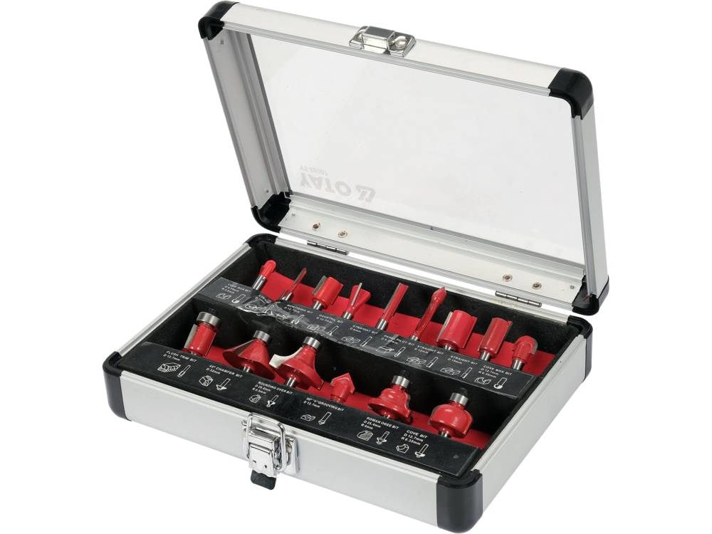 YATO Router Bit Set 15 Pieces 500 g 6 mm Shank YT-68007