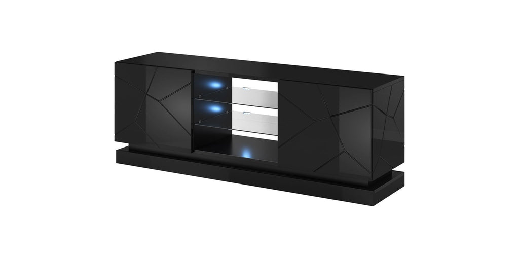 Cama TV Cabinet QIU 160 MDF Black Gloss/Black Gloss