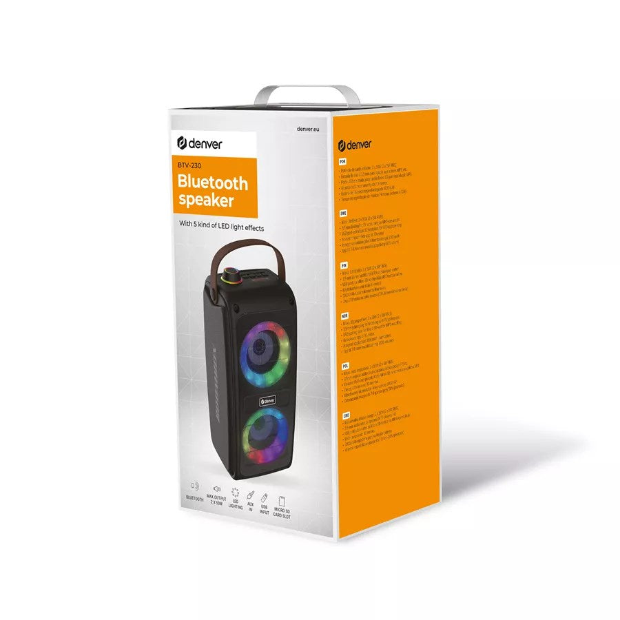 Denver BTV-230 Stereo portable speaker Black 10 W