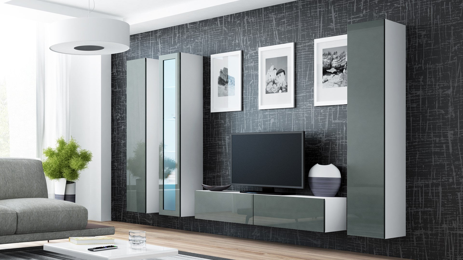 Cama Full cabinet VIGO '180' 180/40/30 white/grey gloss