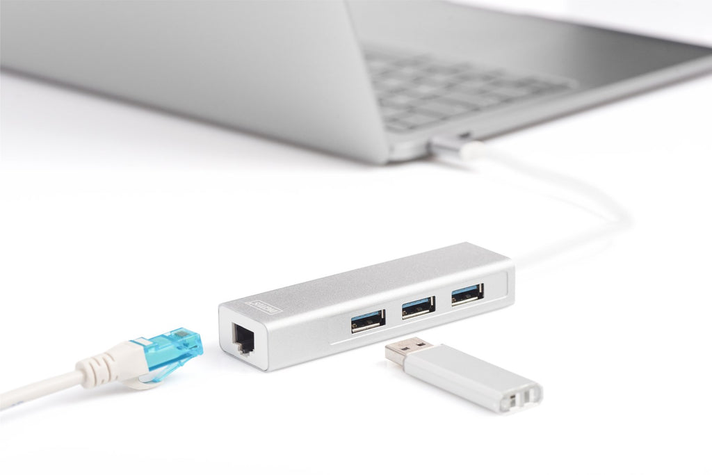 DIGITUS USB Type-C 3-Port Hub + Gigabit Ethernet | Model DA-70255