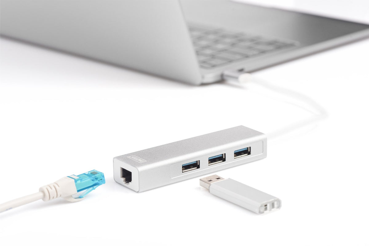 DIGITUS USB Type-C 3-Port Hub + Gigabit Ethernet | Model DA-70255