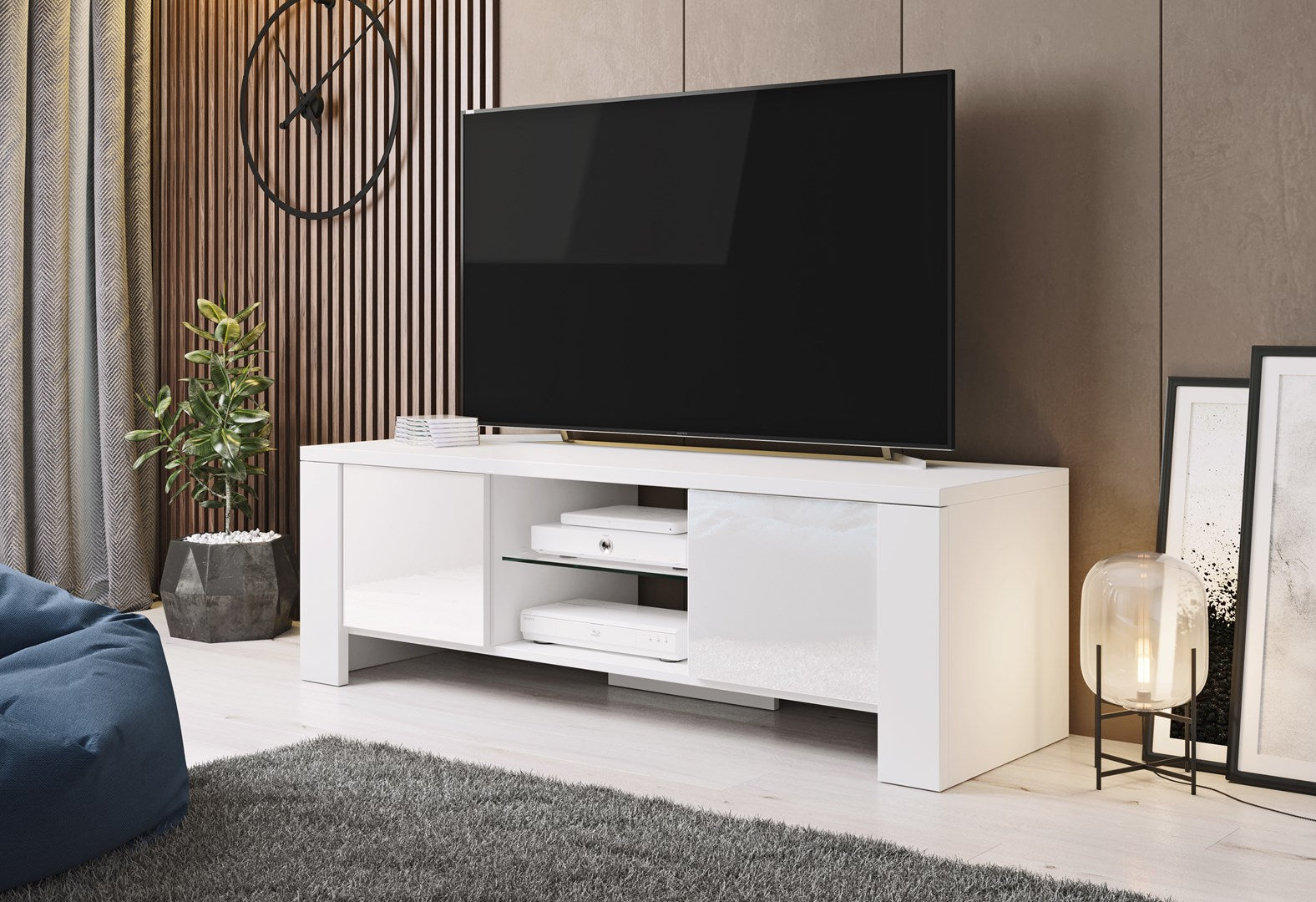 Cama TV Stand WEST 42/130/42 White/White Gloss