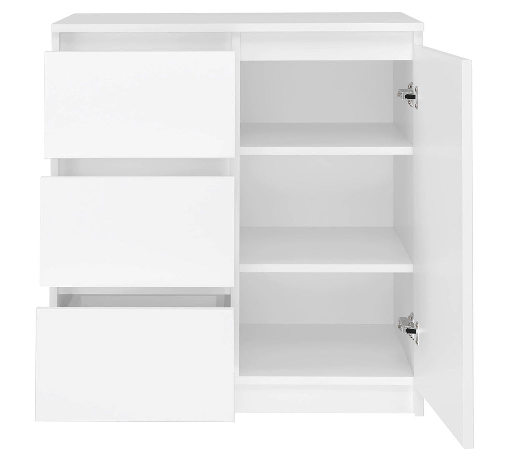 Topeshop 1D3S BIEL Chest of Drawers, Matte White