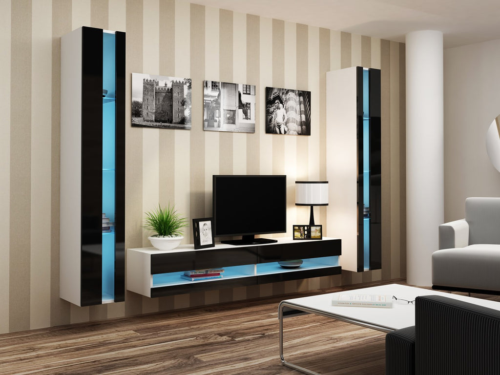 Cama Shelf Unit VIGO NEW 180/40/30 White/Black Gloss