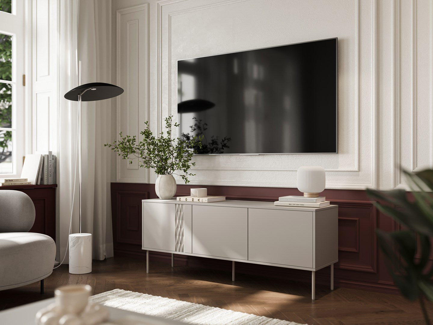 Cama TRESSE 3D TV Cabinet 150x40x55 cm Cashmere Matt