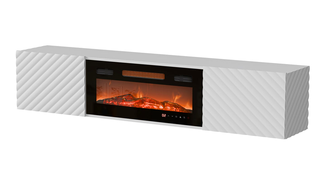 Cama MEBLE TV Cabinet, 1830 mm Width, White and Black Finish, Model LARA 301182