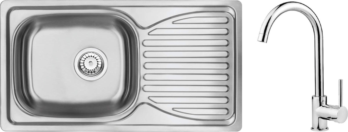 Deante Steel Sink 1-Bowl Faucet with Drainer