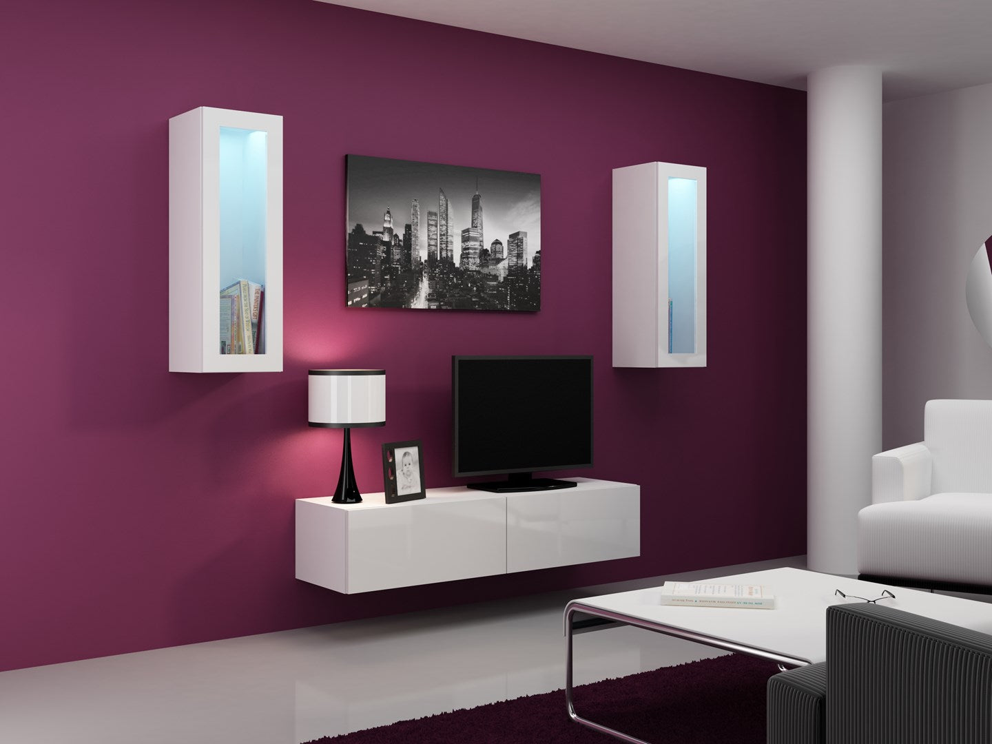 VIGO TV Stand 140 cm White Gloss RTV VIGO140