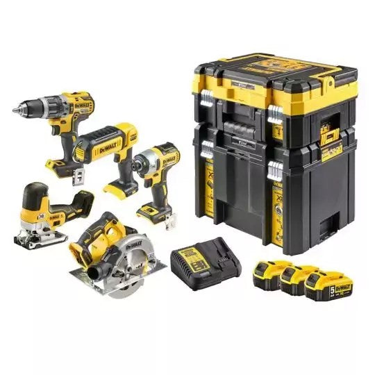 DeWALT Cordless Power Tool Combo Kit 18V DCK500P3T with 5 pcs and Batteries
