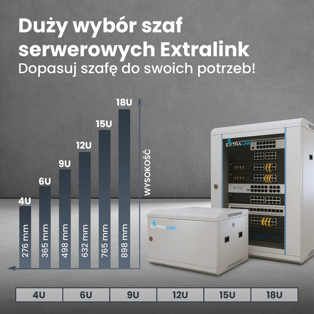 Extralink Rack Cabinet 9U 600x450 ASP Grey Wall-Mounted