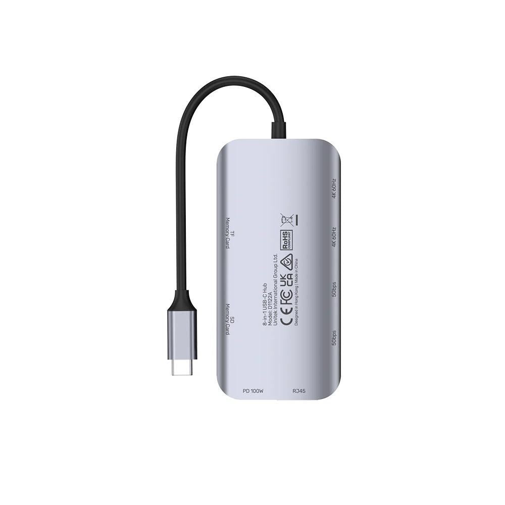 UNITEK USB Hub with 2 HDMI Ports, RJ45, 2 Type-A Ports, 4K 60Hz, Model D1122A01