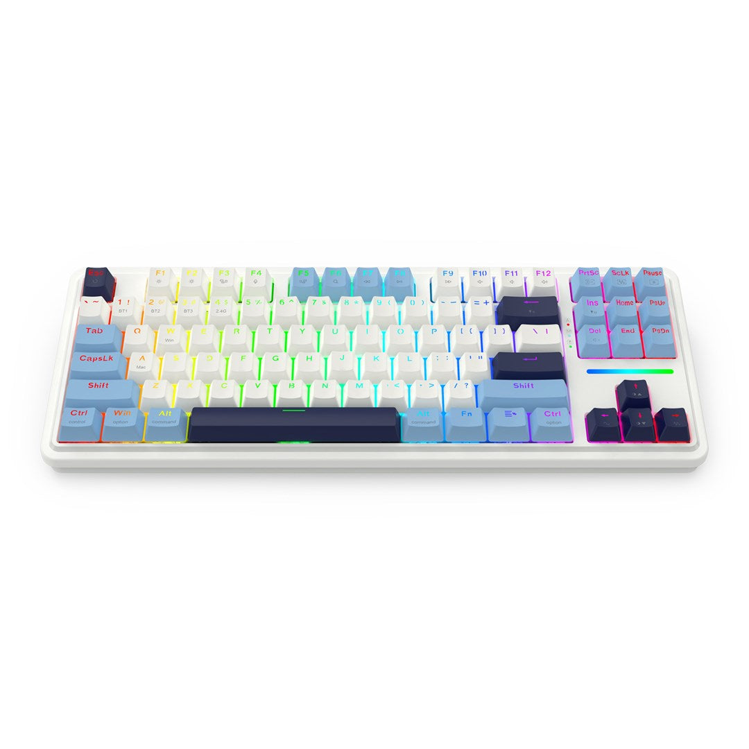 REDRAGON K728WBB-RGB-PRO Antonium Pro keyboard USB + RF Wireless + Bluetooth White  Blue