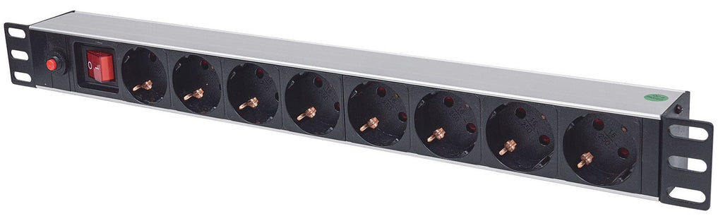 Intellinet 48.30 cm (19") 1U Rackmount 8-Way Power Strip - German Type - Black