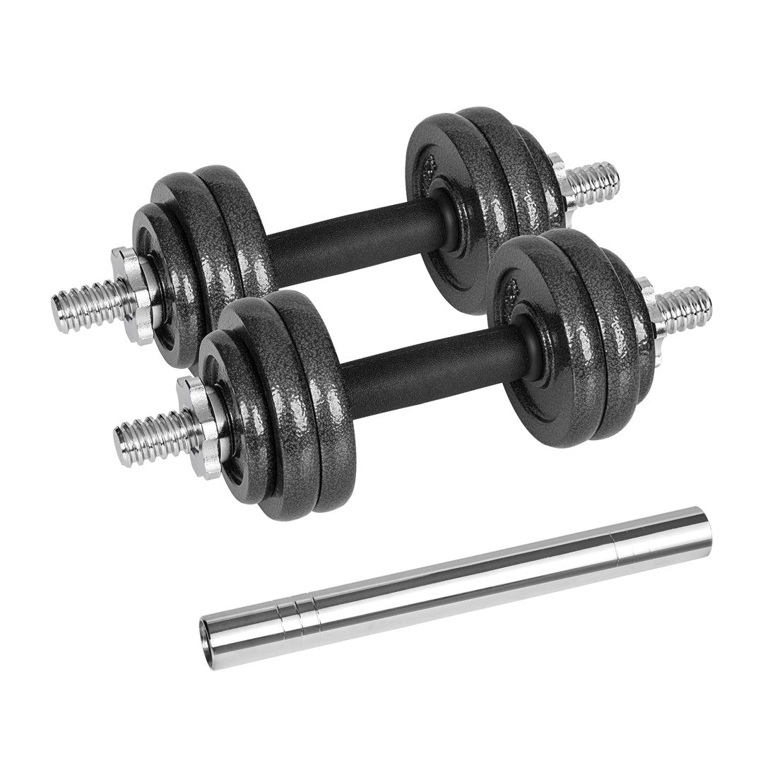 REBEL ACTIVE Adjustable Dumbbells Set 15 kg with Bar in Case