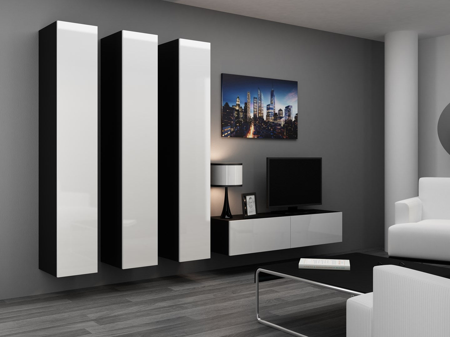 VIGO TV Stand 140 cm Black/White Gloss RTV VIGO140