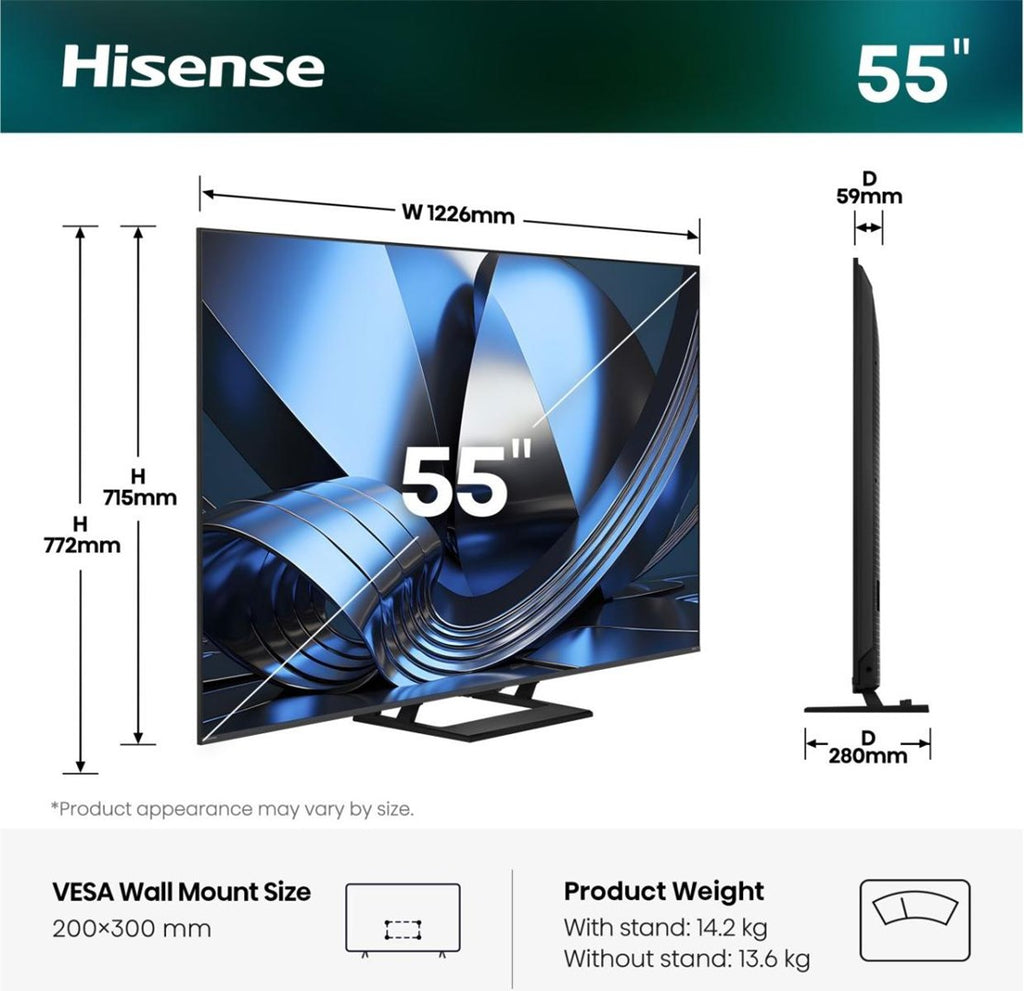 Hisense 55" 4K Ultra HD Smart TV 3840 x 2160 Dolby Vision IQ HDR10+ 100833652