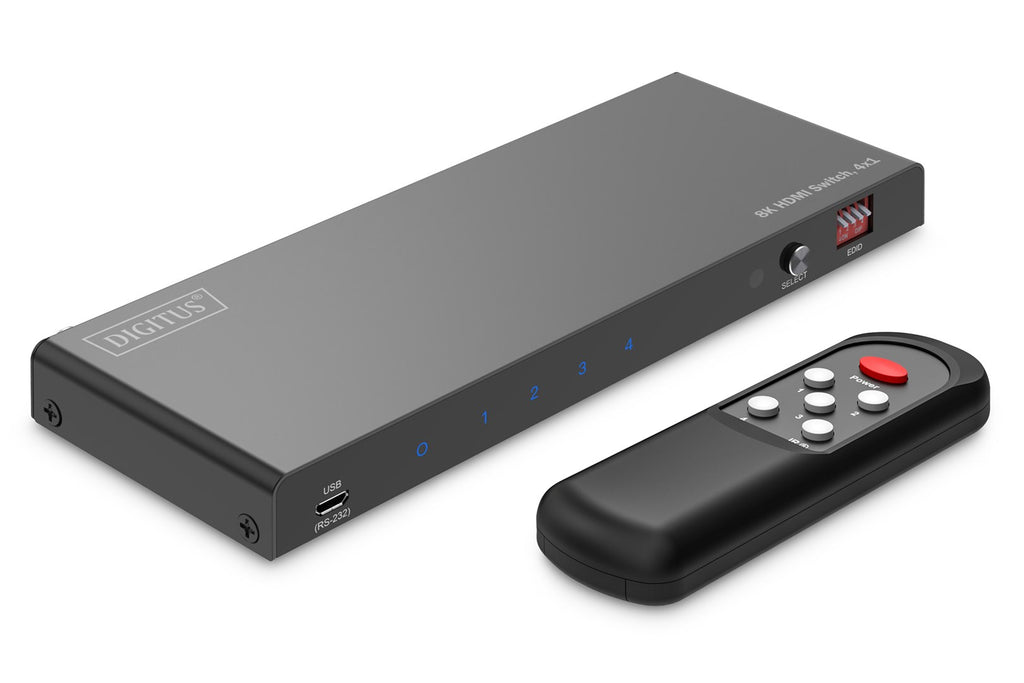 DIGITUS HDMI Switch 4x1 8K/60Hz HDR with Audio Extractor