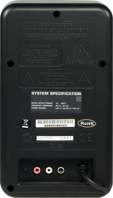 Behringer MS16 Loudspeaker 2-Way Black 16W