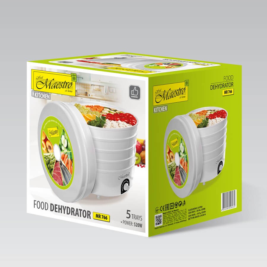 Maestro Food Dehydrator 520 W for Mushrooms, Vegetables, and Fruits MR-766