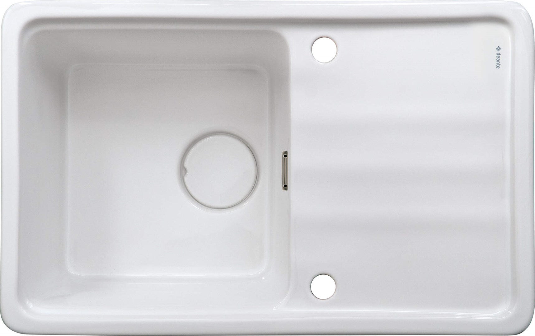 Deante 1-Bowl Ceramic Sink with Drainer - Glossy White 78x50 cm