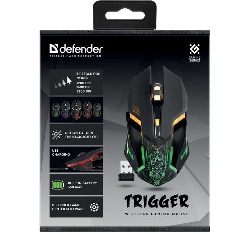 DEFENDER MOUSE GM-934 TRIGGER OPTIC RF FREE 3200dpi 7P