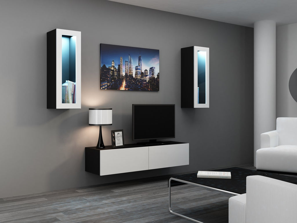 VIGO TV Stand 140 cm Black/White Gloss RTV VIGO140