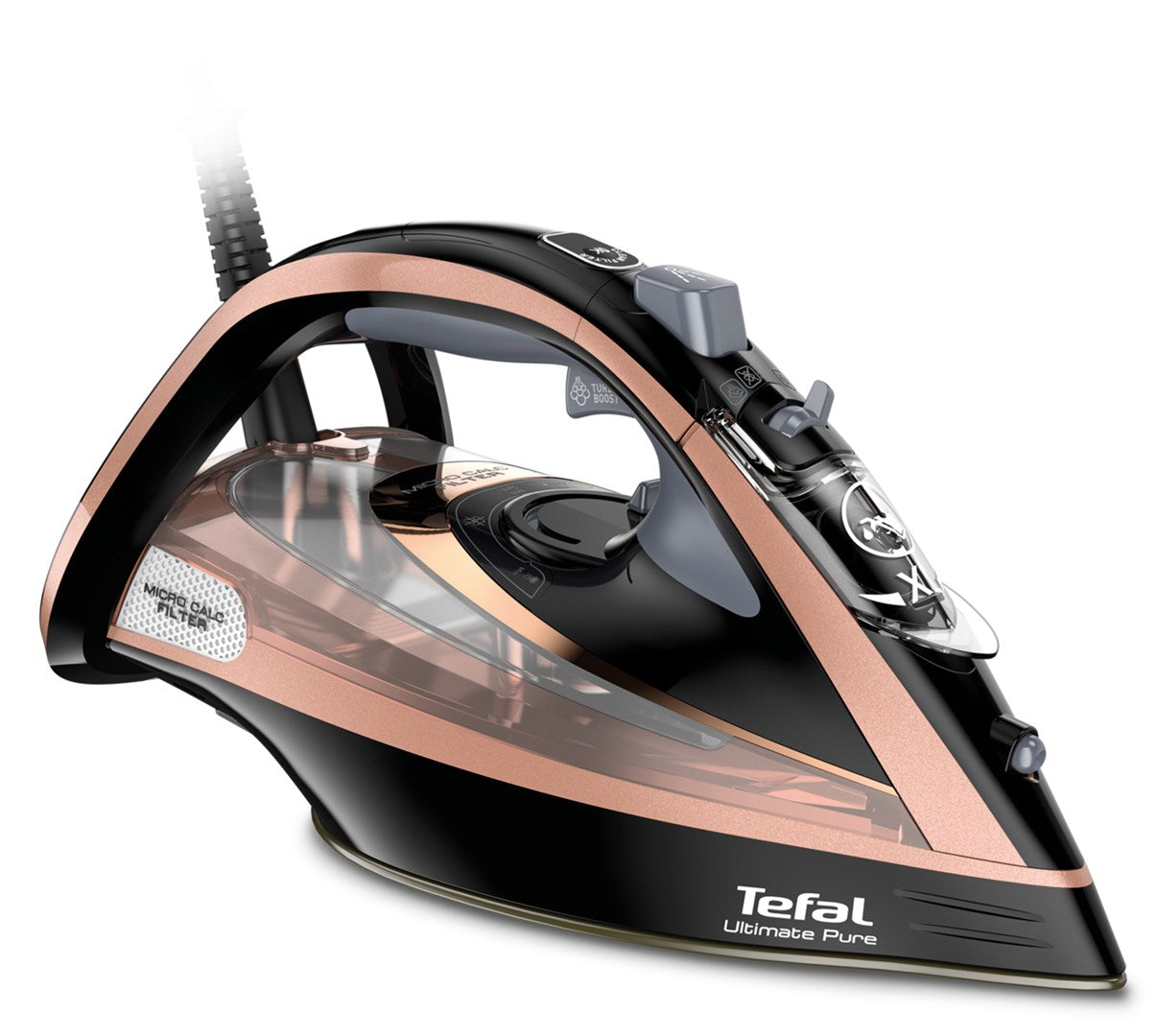 Tefal Ultimate Pure FV9845 Iron Dry & Steam 3200 W Durilium Autoclean Black Copper