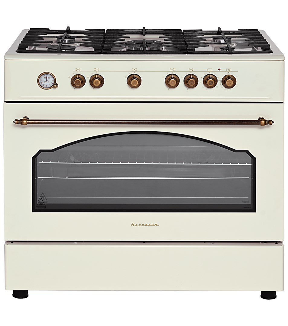 Ravanson Retro KWGE–90ARC gas and electric cooker (cream)
