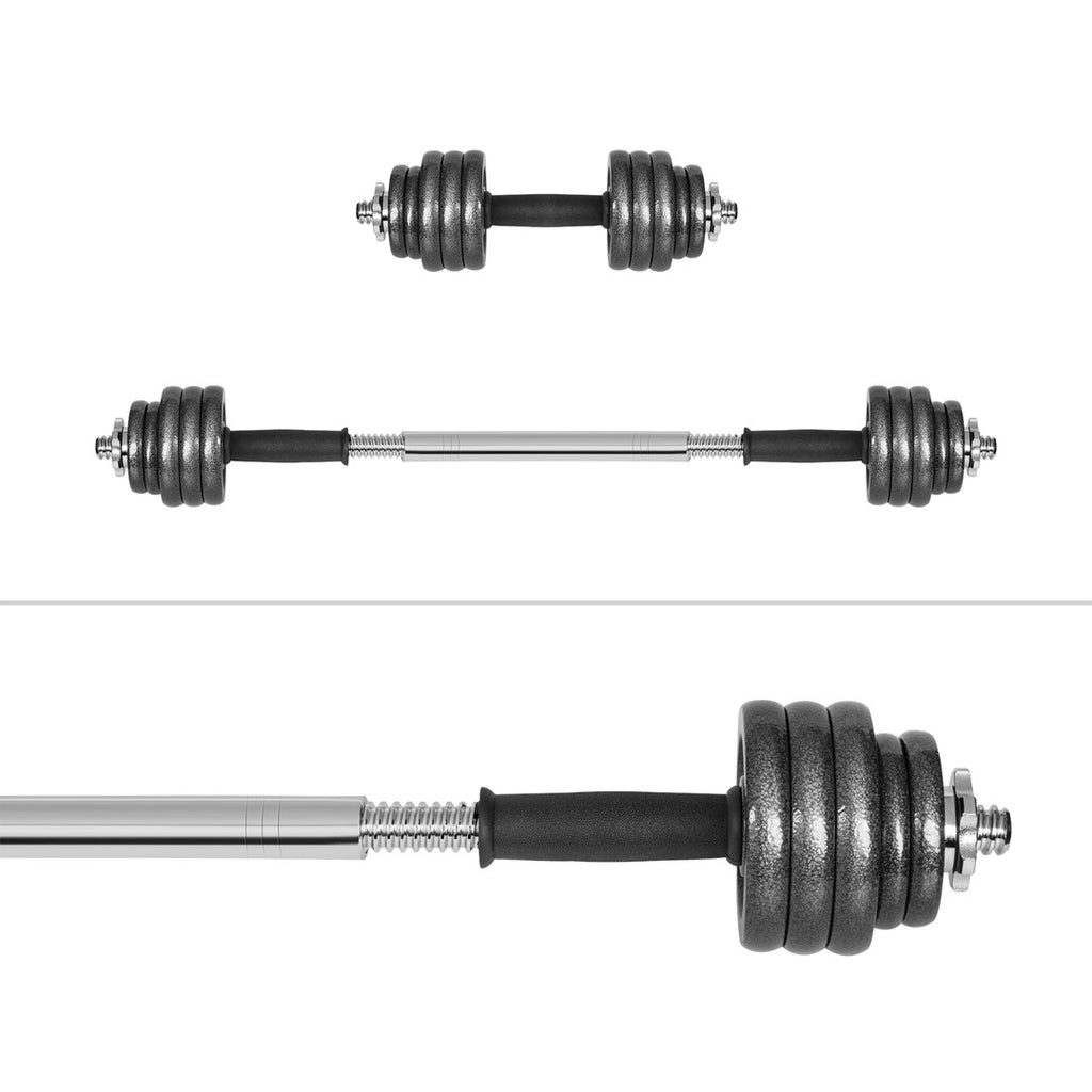REBEL ACTIVE Adjustable Dumbbells Set 15 kg with Bar in Case