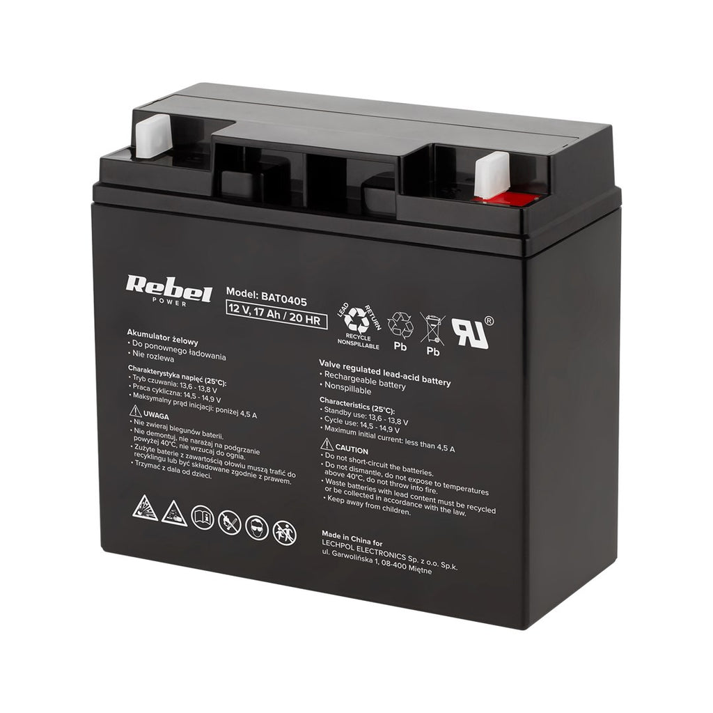 Rebel Gel Battery 12V 17Ah for Emergency Power Model LEC-BAT0405