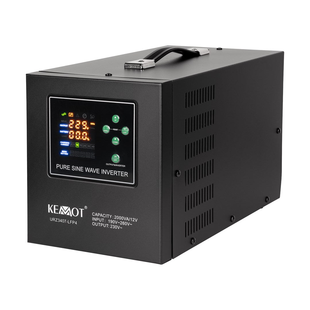 KEMOT PROsinus-2000 emergency power supply unit – a pure sine wave inverter with a 12V charging function  230V  2000VA/1200W