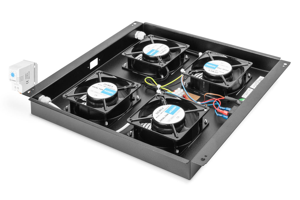 Digitus DN-19 FAN-4-B-N - Rack Roof with 4 Fans and Thermostat - Black RAL 9005 - 48.3 cm (19")