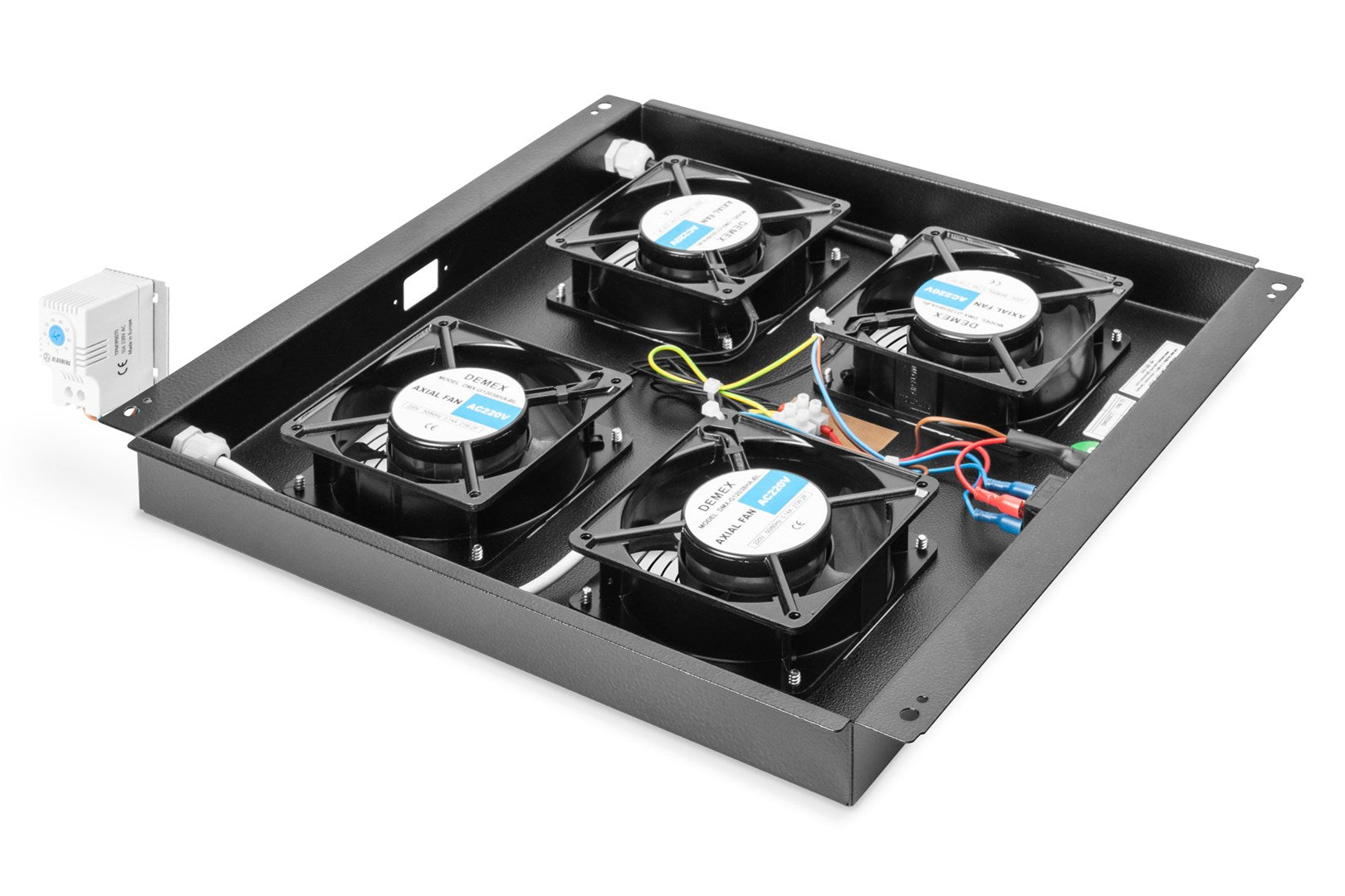 Digitus DN-19 FAN-4-B-N - Rack Roof with 4 Fans and Thermostat - Black RAL 9005 - 48.3 cm (19")